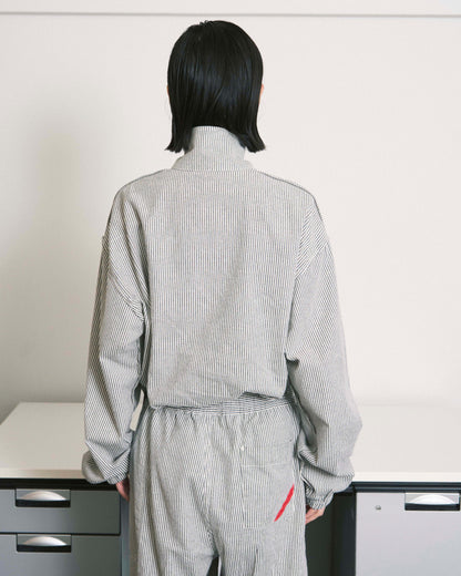 HAND-STENCILED NIGHT SHIRT STRIPE OFF WHITE