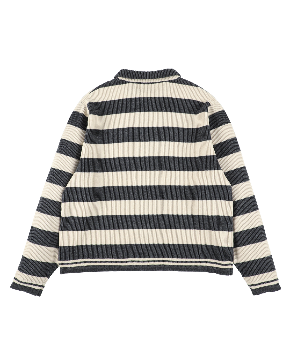CORDY KNIT JACKET STRIPE WHITE × CHARCOAL