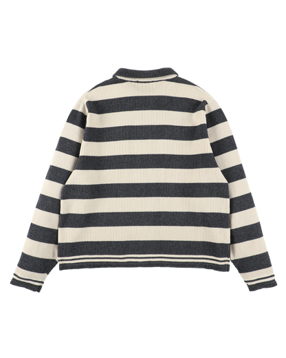 CORDY KNIT JACKET STRIPE WHITE × CHARCOAL