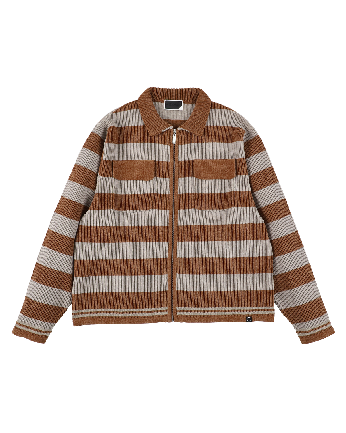 CORDY KNIT JACKET STRIPE GRAY × BROWN