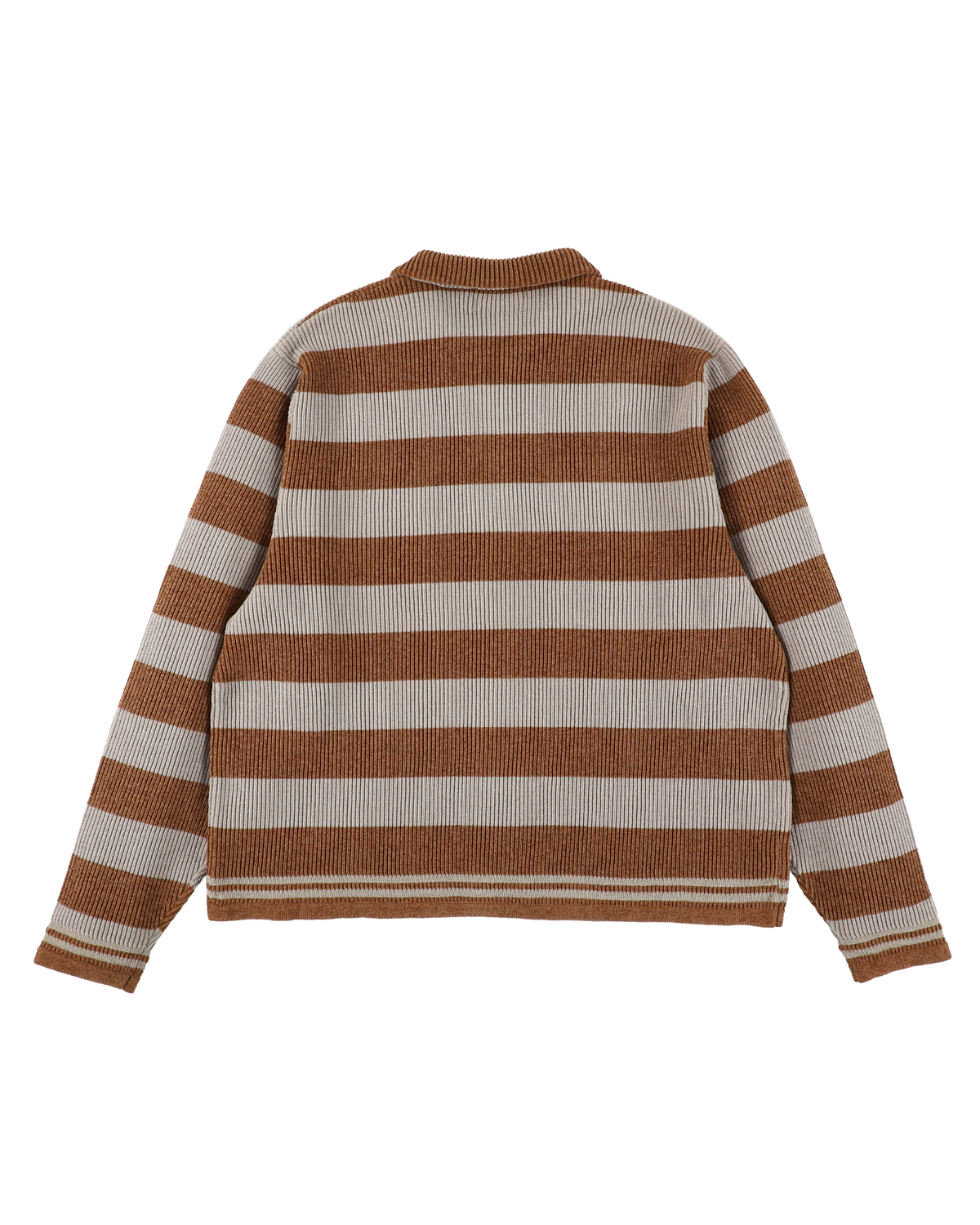 CORDY KNIT JACKET STRIPE GRAY × BROWN