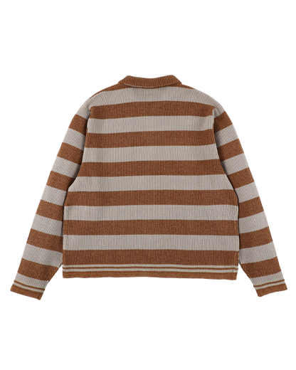 CORDY KNIT JACKET STRIPE GRAY × BROWN