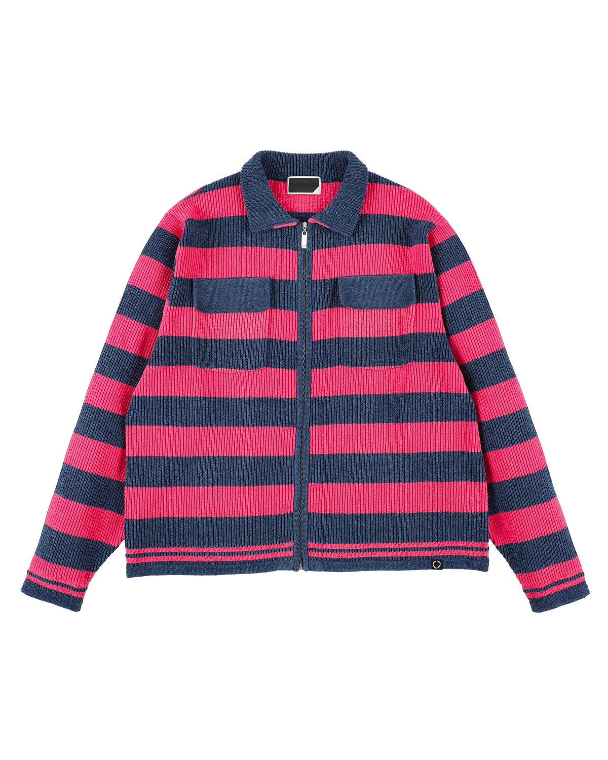 CORDY KNIT JACKET STRIPE PINK × NAVY