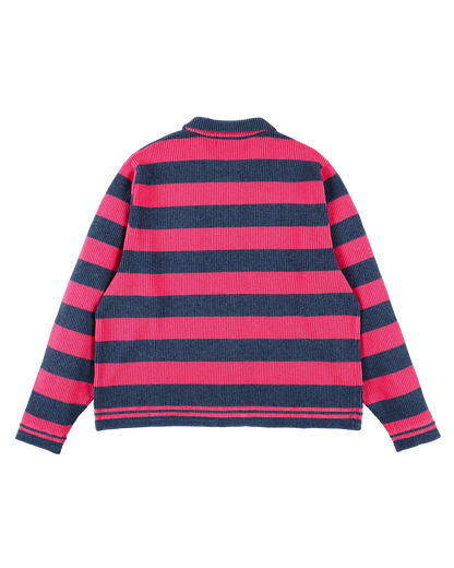 CORDY KNIT JACKET STRIPE PINK × NAVY