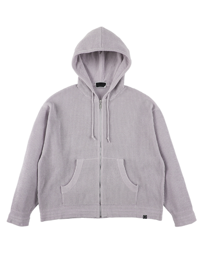 CORDY KNIT ZIP HOODIE LIGHT GRAY