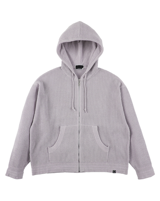 CORDY KNIT ZIP HOODIE LIGHT GRAY