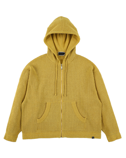 CORDY KNIT ZIP HOODIE MUSTARD