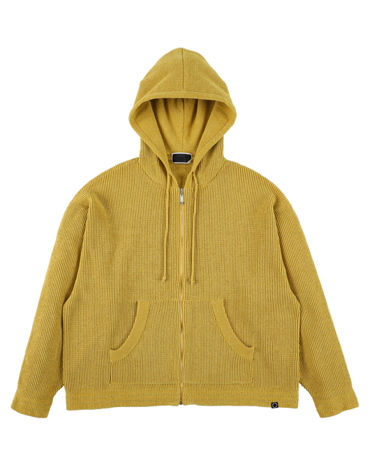 CORDY KNIT ZIP HOODIE MUSTARD