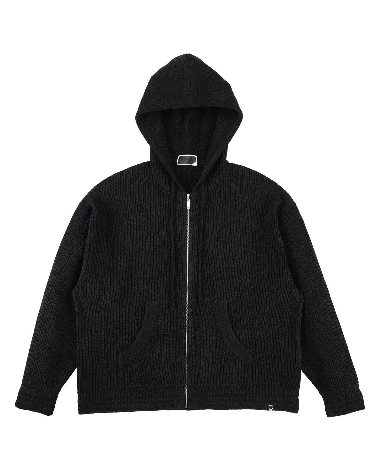 CORDY KNIT ZIP HOODIE BLACK