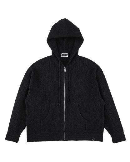 CORDY KNIT ZIP HOODIE BLACK