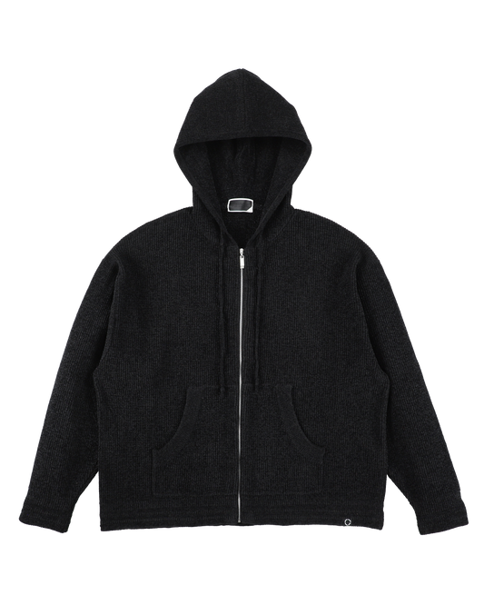CORDY KNIT ZIP HOODIE BLACK