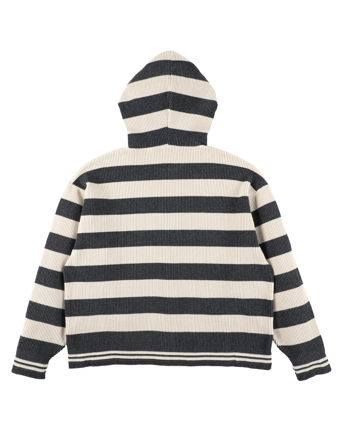 CORDY KNIT ZIP HOODIE STRIPE WHITE × CHARCOAL