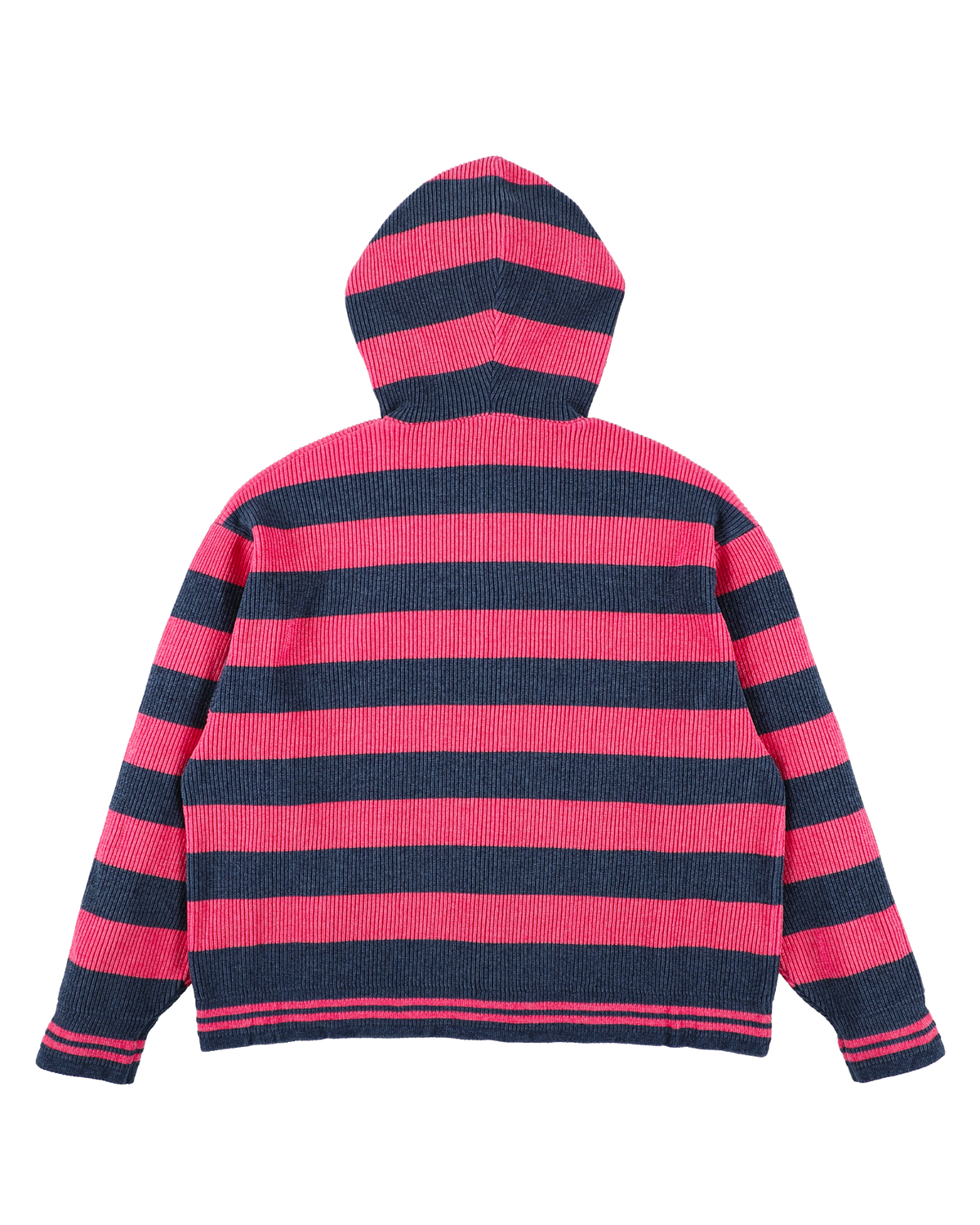 CORDY KNIT ZIP HOODIE STRIPE PINK × NAVY