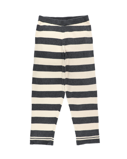 CORDY KNIT PANTS STRIPE WHITE × CHARCOAL