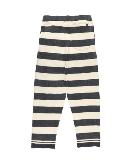 CORDY KNIT PANTS STRIPE WHITE × CHARCOAL