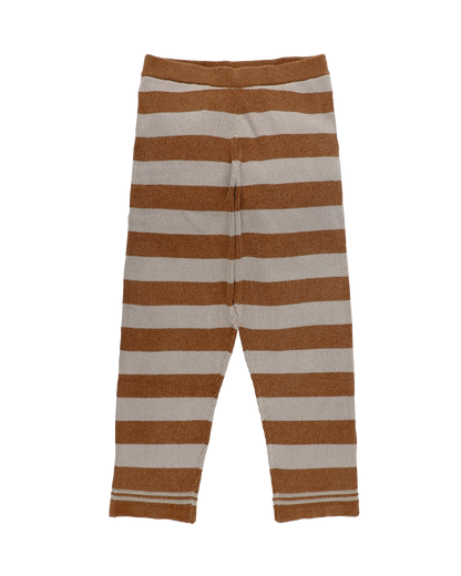 CORDY KNIT PANTS STRIPE GRAY × BROWN