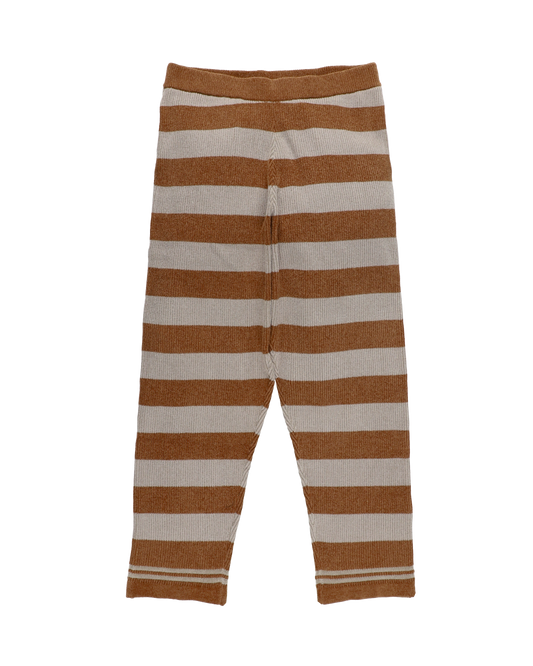 CORDY KNIT PANTS STRIPE GRAY × BROWN