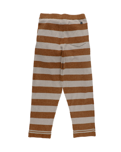 CORDY KNIT PANTS STRIPE GRAY × BROWN