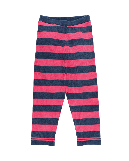 CORDY KNIT PANTS STRIPE PINK × NAVY