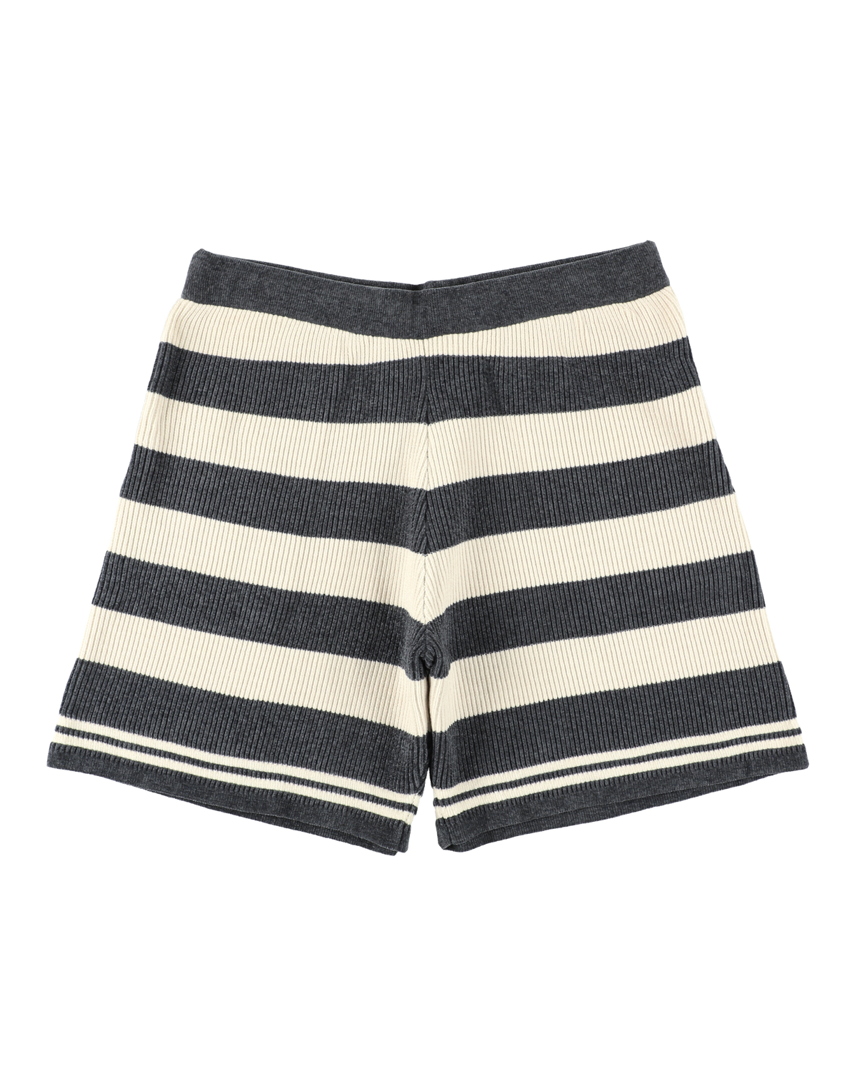 CORDY KNIT SHORTS STRIPE WHITE × CHARCOAL