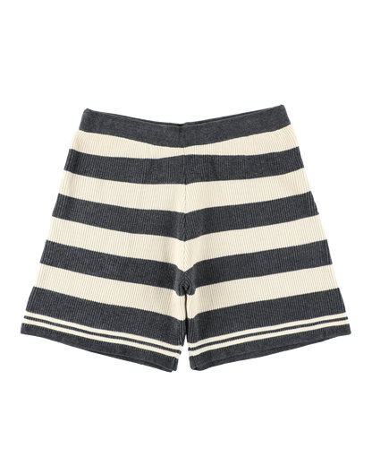 CORDY KNIT SHORTS STRIPE WHITE × CHARCOAL