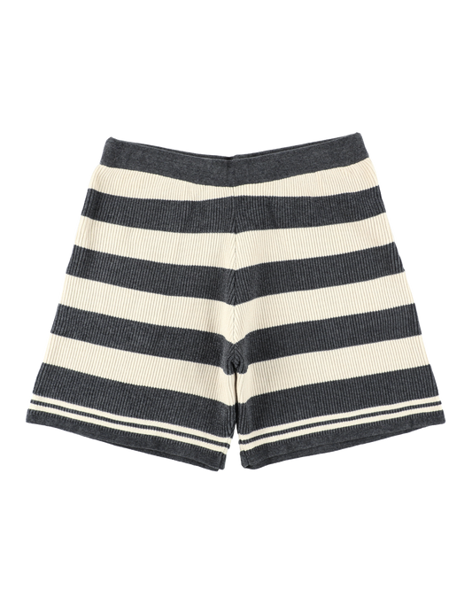 CORDY KNIT SHORTS STRIPE WHITE × CHARCOAL