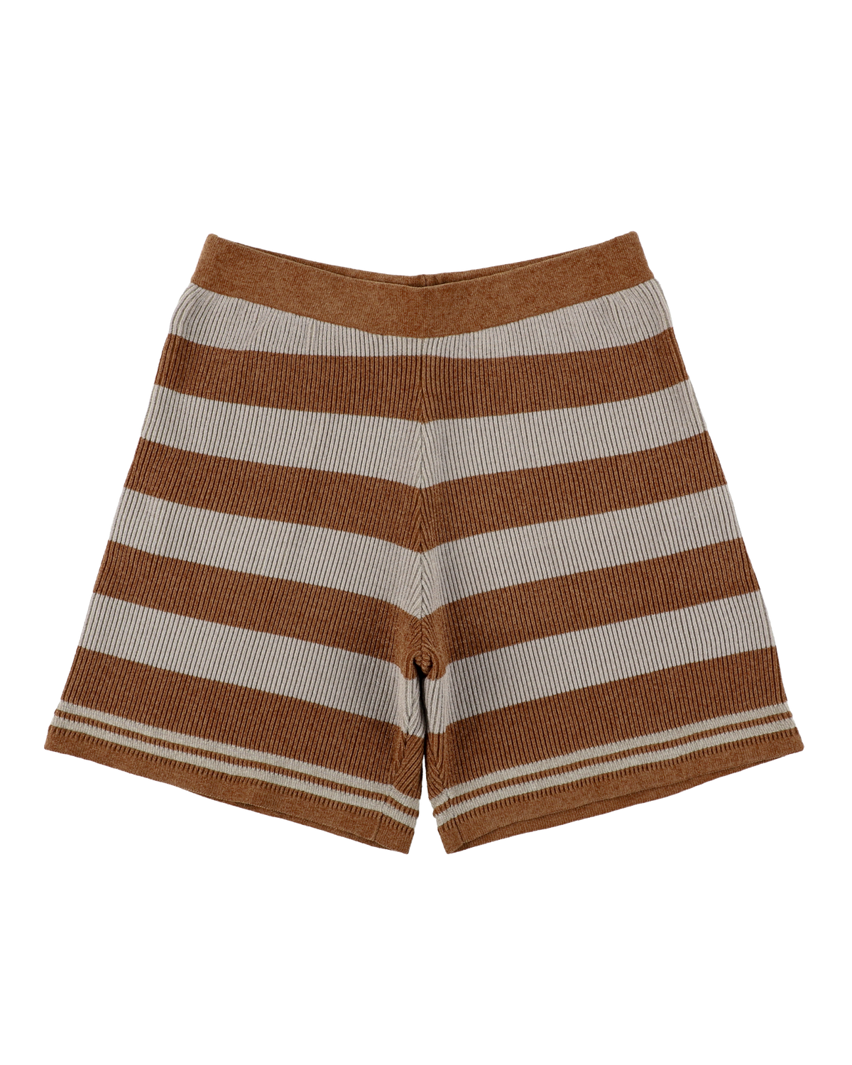 CORDY KNIT SHORTS STRIPE GRAY × BROWN