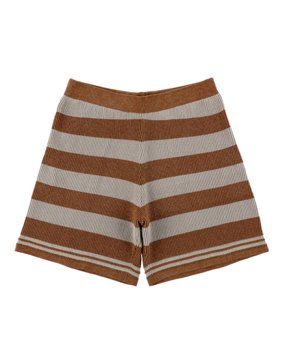 CORDY KNIT SHORTS STRIPE GRAY × BROWN