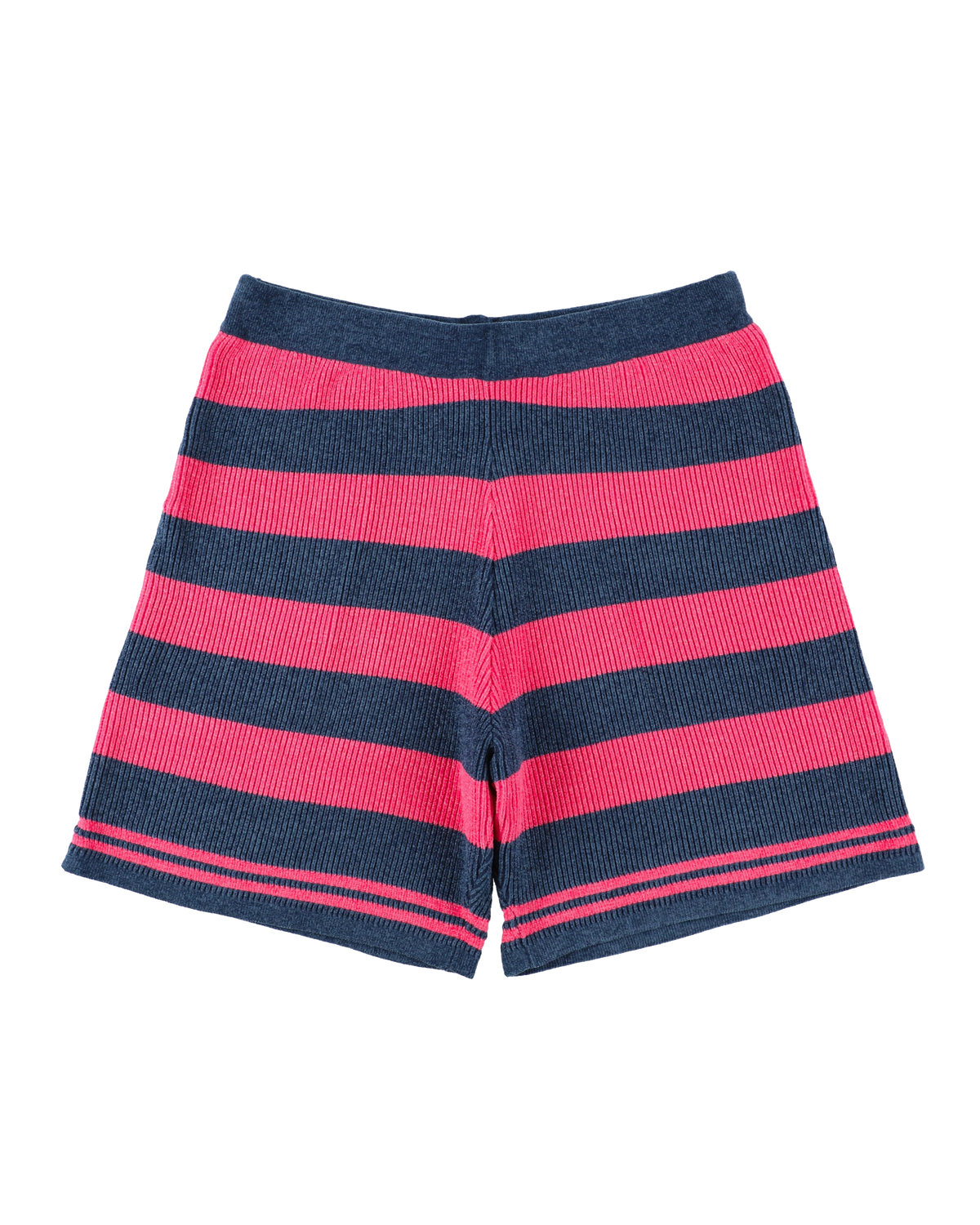CORDY KNIT SHORTS STRIPE PINK × NAVY