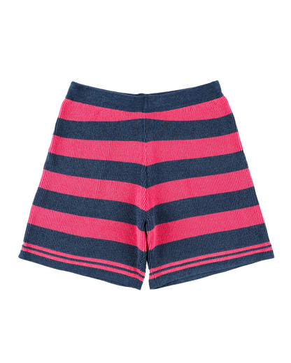 CORDY KNIT SHORTS STRIPE PINK × NAVY