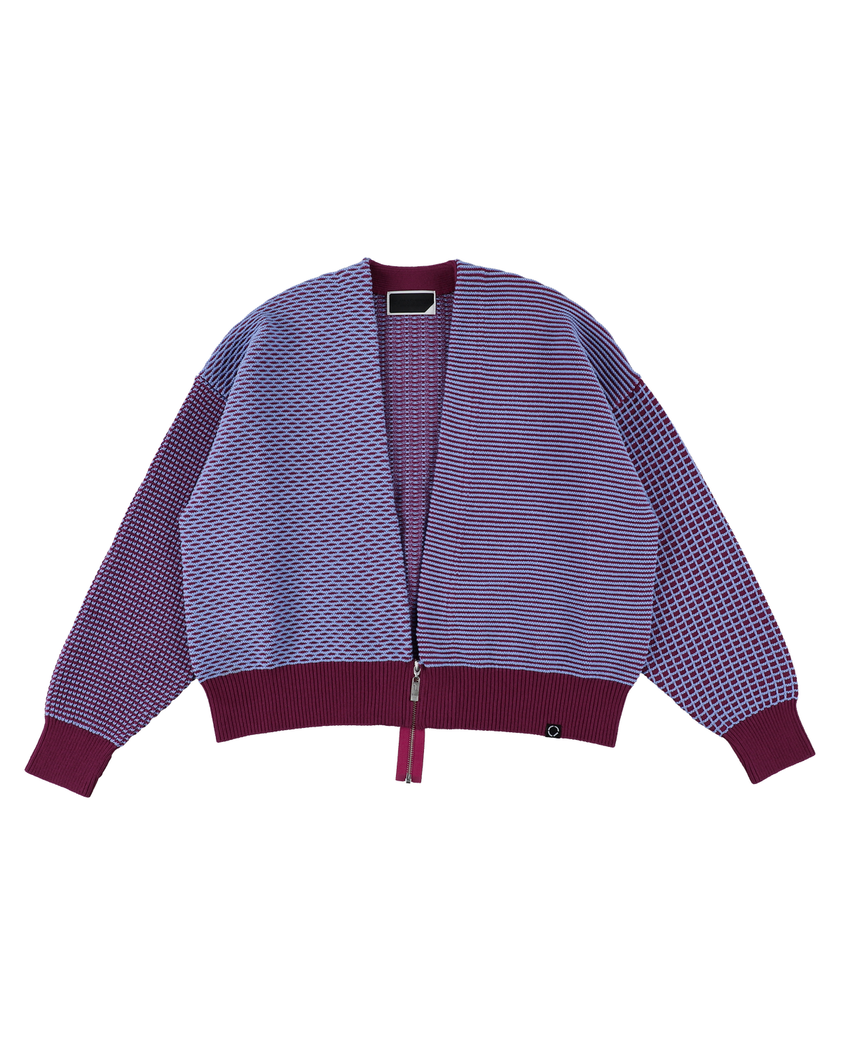 MULTI KNIT ZIP BOLERO RASPBERRY × SAX