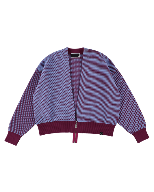 MULTI KNIT ZIP BOLERO RASPBERRY × SAX