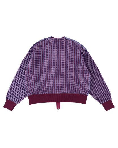 MULTI KNIT ZIP BOLERO RASPBERRY × SAX