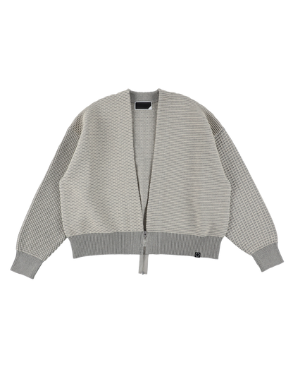MULTI KNIT ZIP BOLERO GRAY × OATMEAL