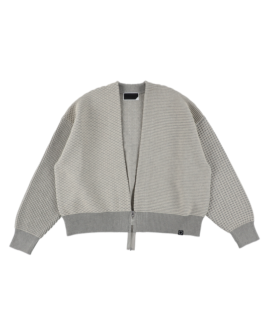 MULTI KNIT ZIP BOLERO GRAY × OATMEAL
