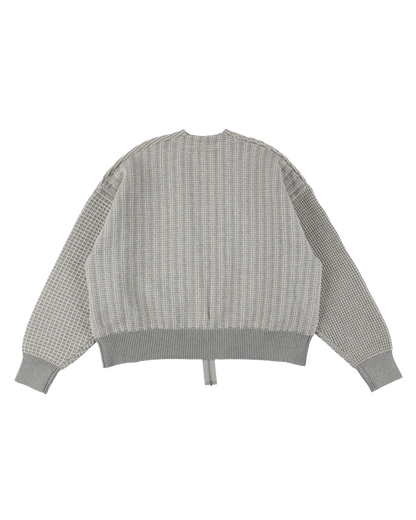 MULTI KNIT ZIP BOLERO GRAY × OATMEAL