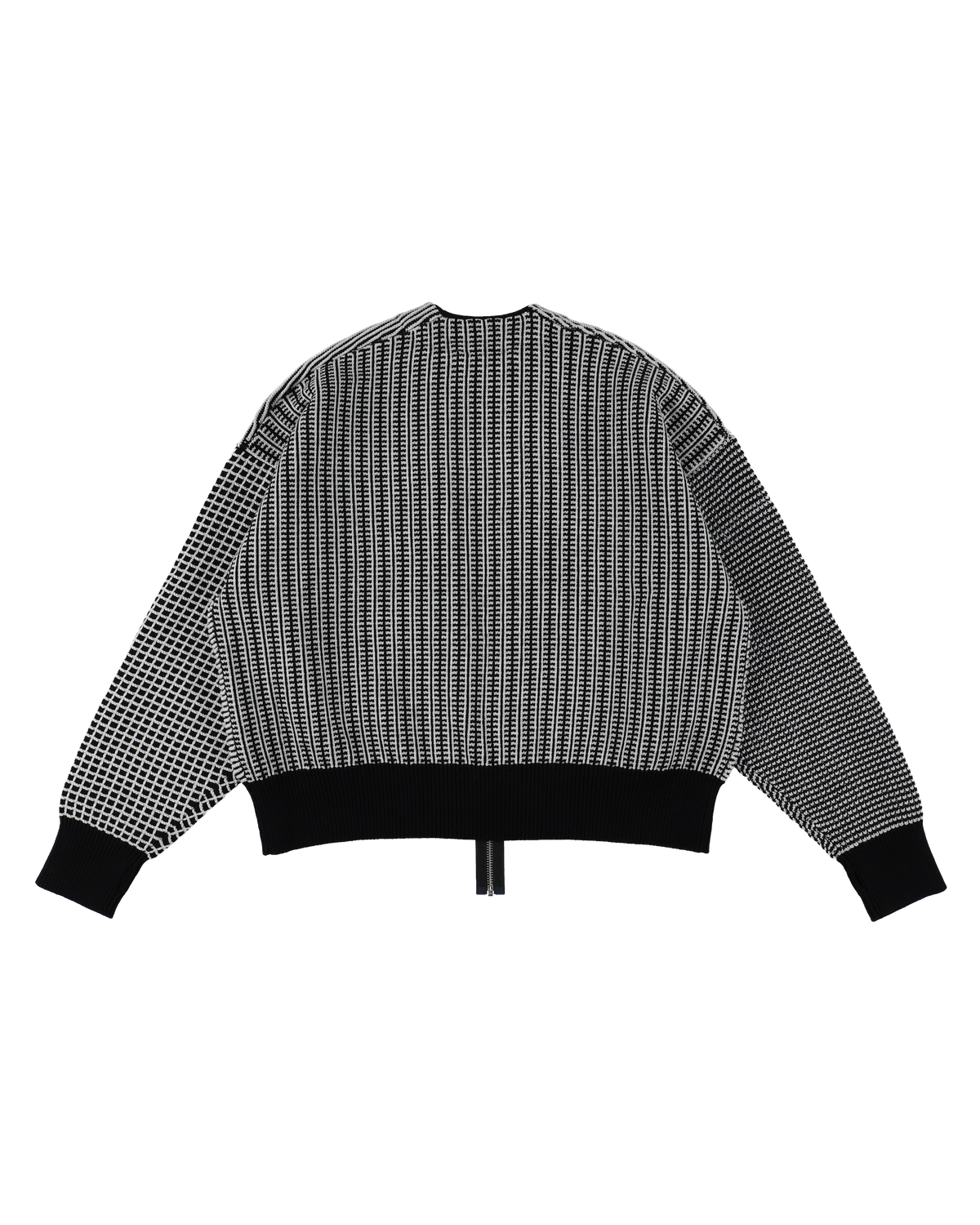 MULTI KNIT ZIP BOLERO BLACK × WHITE