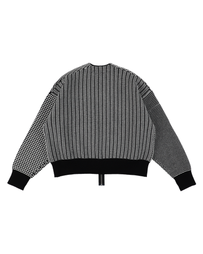 MULTI KNIT ZIP BOLERO BLACK × WHITE