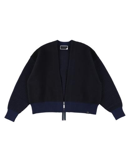 MULTI KNIT ZIP BOLERO NAVY × BLACK