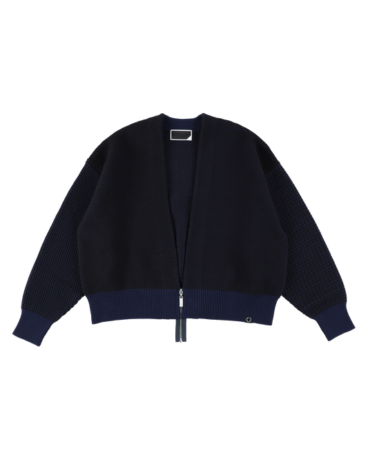 MULTI KNIT ZIP BOLERO NAVY × BLACK