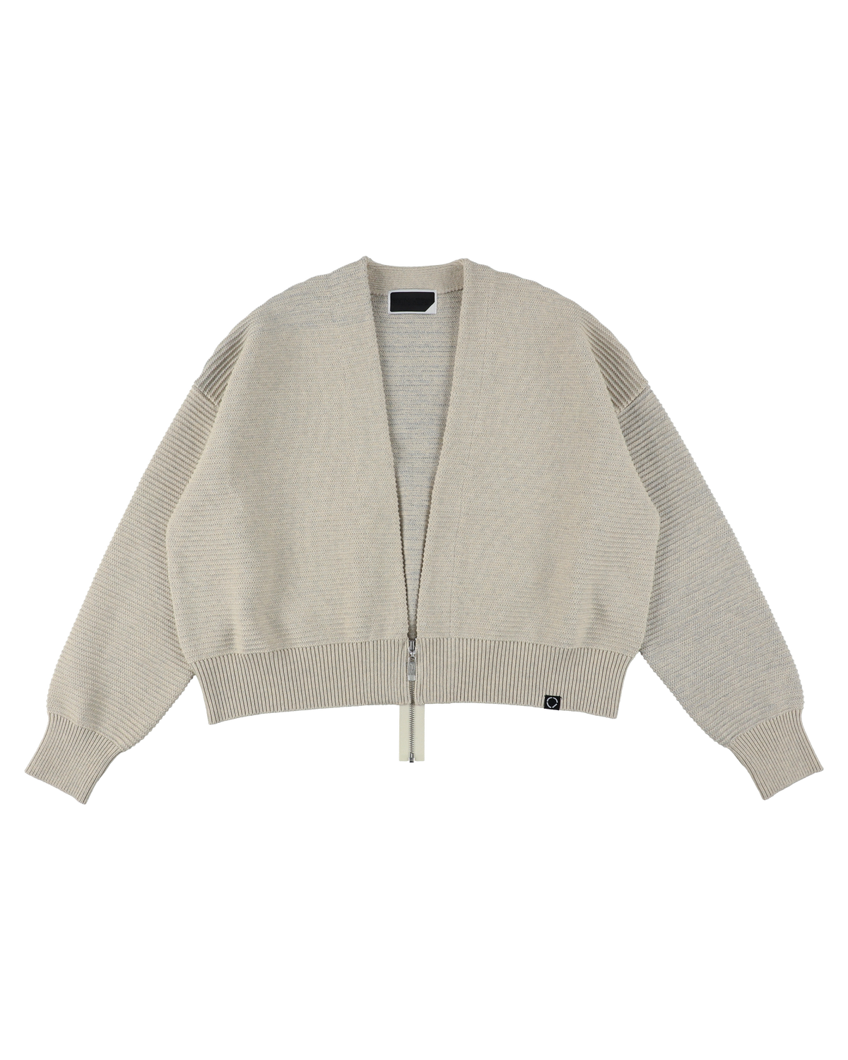 REFLECTIVE KNIT ZIP BOLERO OATMEAL