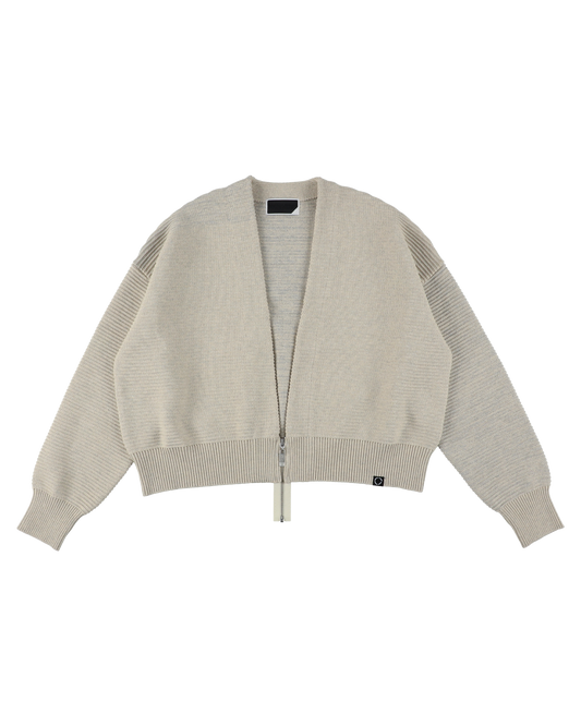 REFLECTIVE KNIT ZIP BOLERO OATMEAL