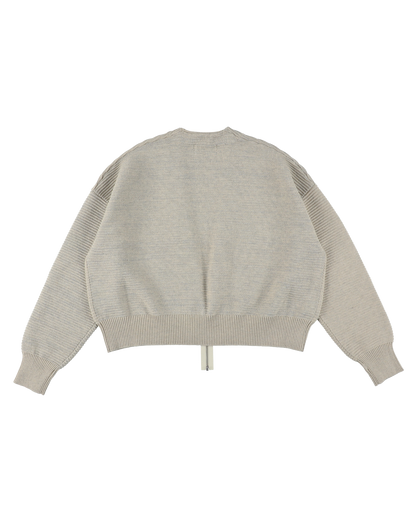 REFLECTIVE KNIT ZIP BOLERO OATMEAL