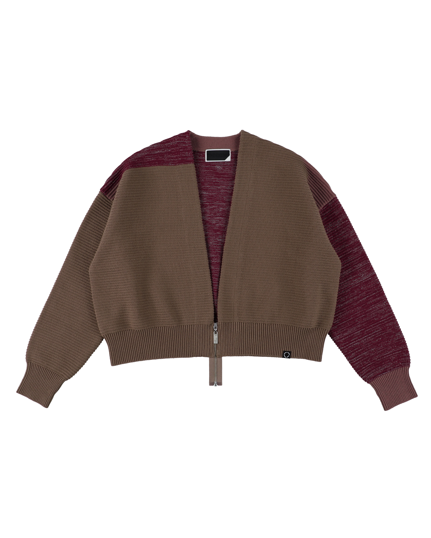 REFLECTIVE KNIT ZIP BOLERO BROWN