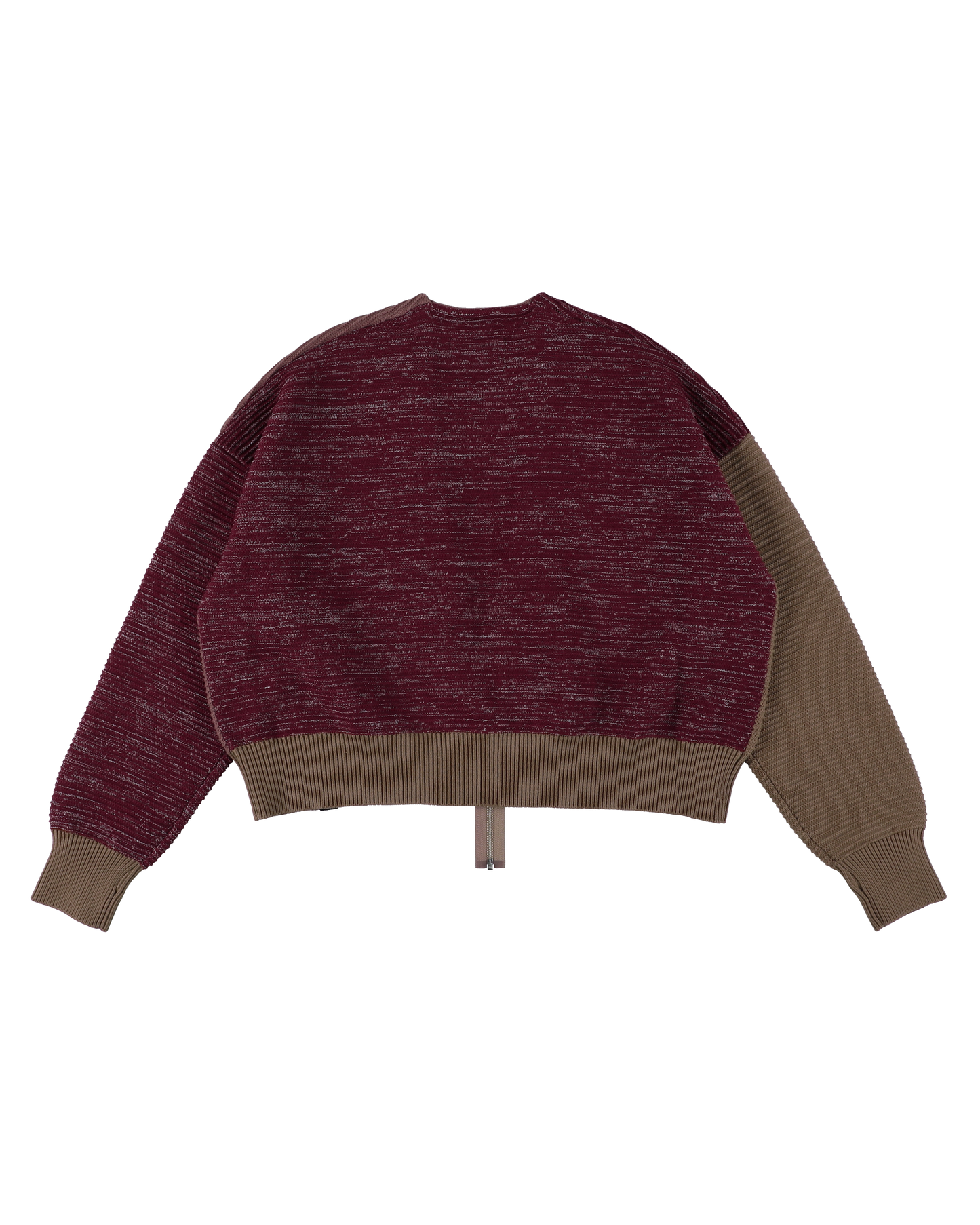 REFLECTIVE KNIT ZIP BOLERO BROWN