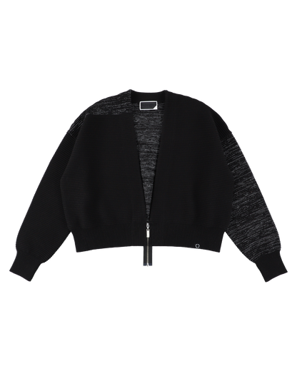 REFLECTIVE KNIT ZIP BOLERO BLACK