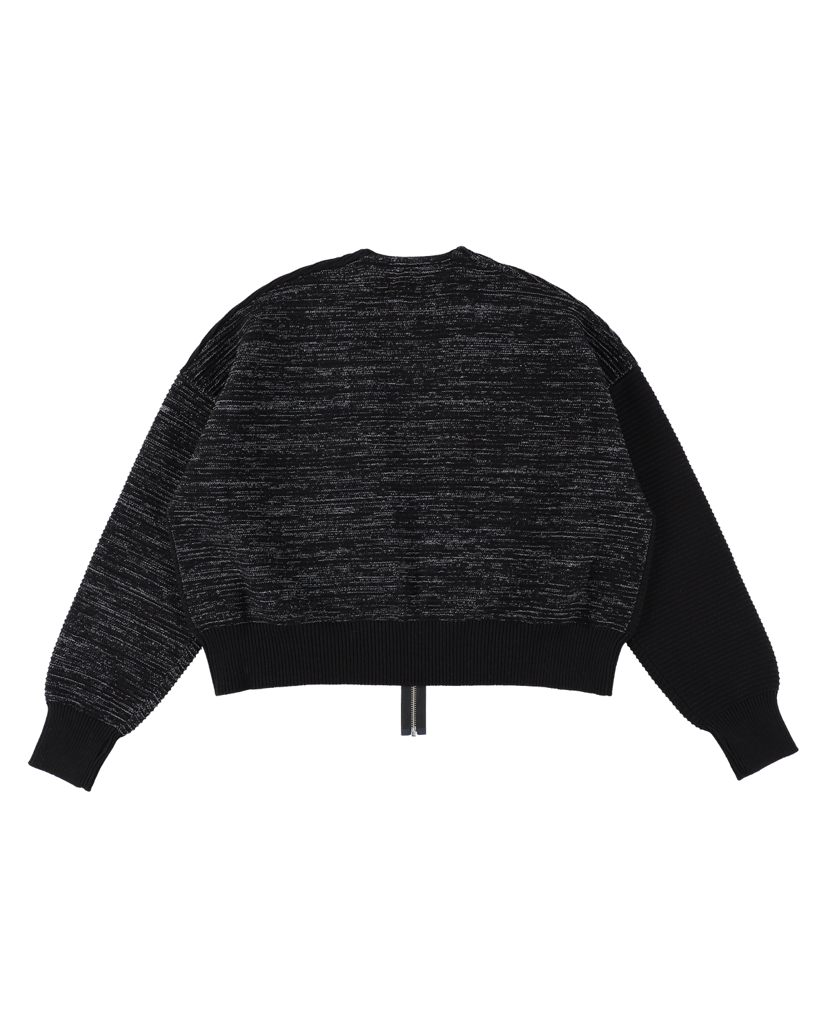 REFLECTIVE KNIT ZIP BOLERO BLACK