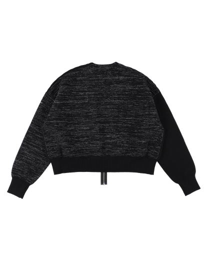 REFLECTIVE KNIT ZIP BOLERO BLACK