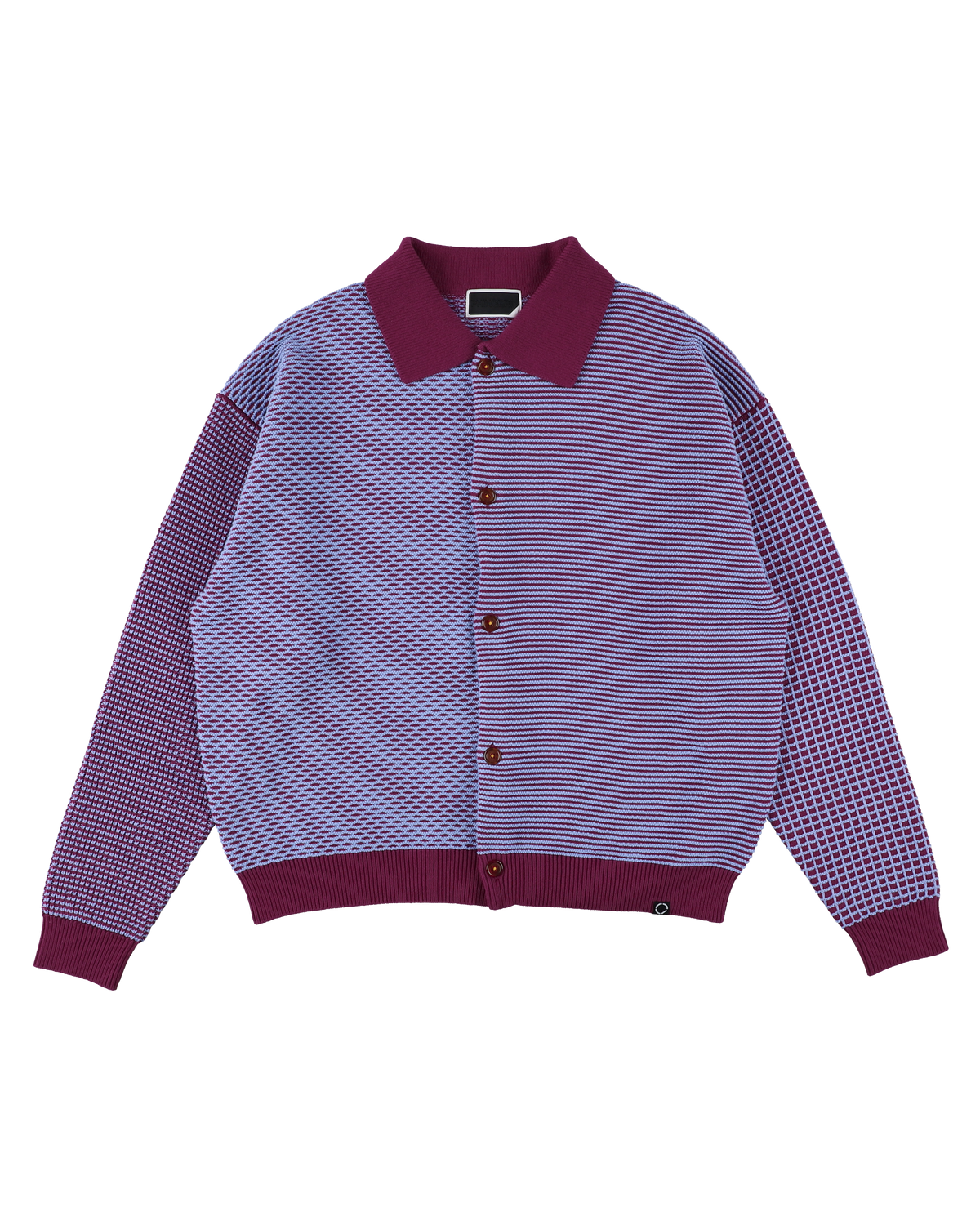 MULTI KNIT SHIRT JACKET RASPBERRY × SAX