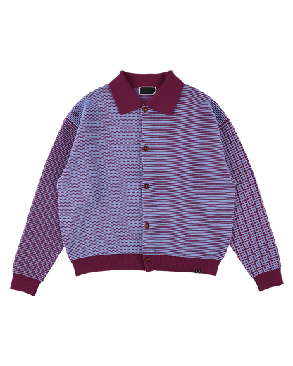 MULTI KNIT SHIRT JACKET RASPBERRY × SAX